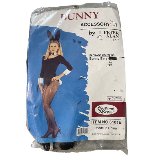 Bunny Ears One Size Costume Mates Peter Alan Black Plush Accessory Kit Party NEW - Picture 1 of 6